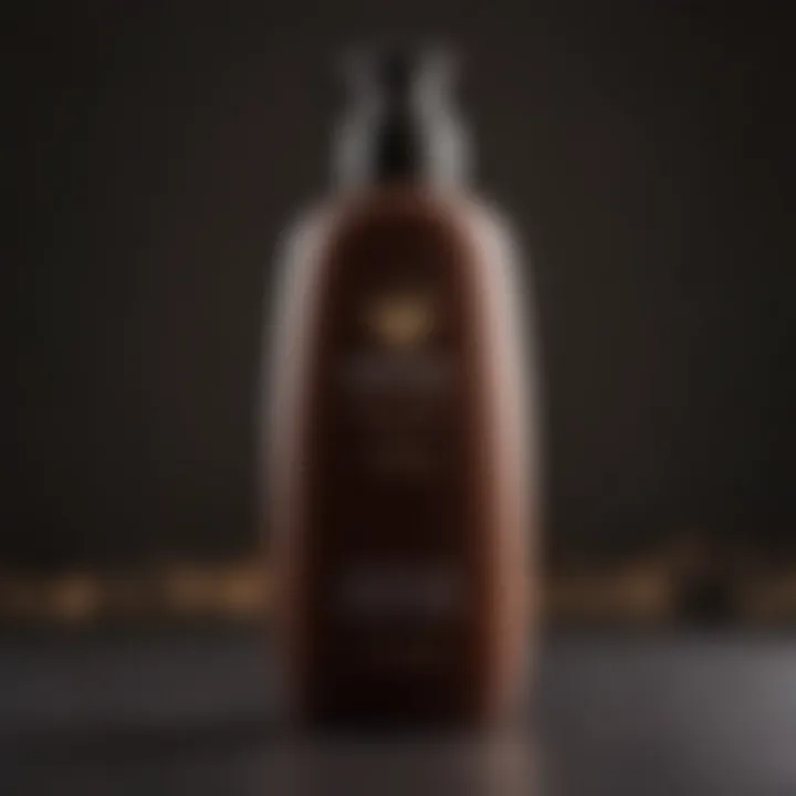 A rich dark brown shampoo in a luxurious bottle