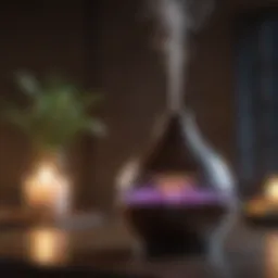 A stylish essential oil diffuser emitting a soothing mist.