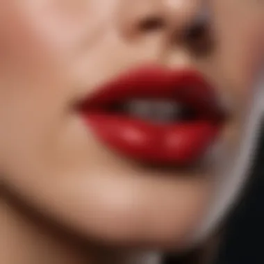 Texture of MAC Russian Red Lipstick Close-up of MAC Russian Red lipstick showing its rich texture