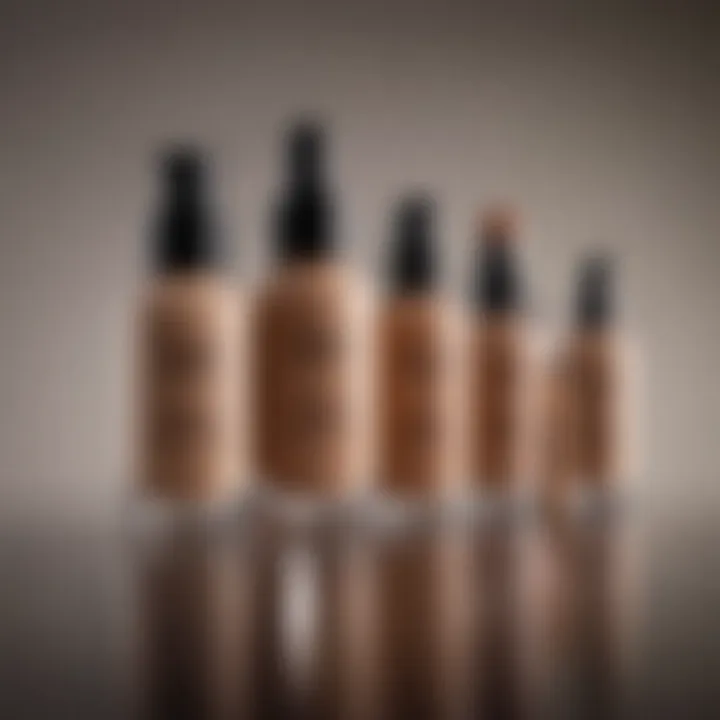 Variety of matte foundation products lined up