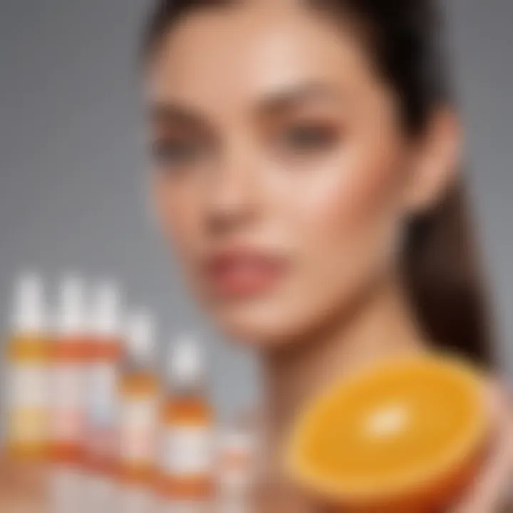 Visual comparison of various non-greasy vitamin C serums with unique packaging