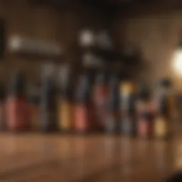 Diverse range of beard growth products displayed on a wooden surface