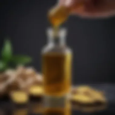 A close-up view of ginger oil extracted for hair treatment