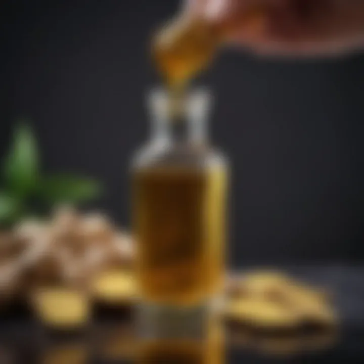 A close-up view of ginger oil extracted for hair treatment