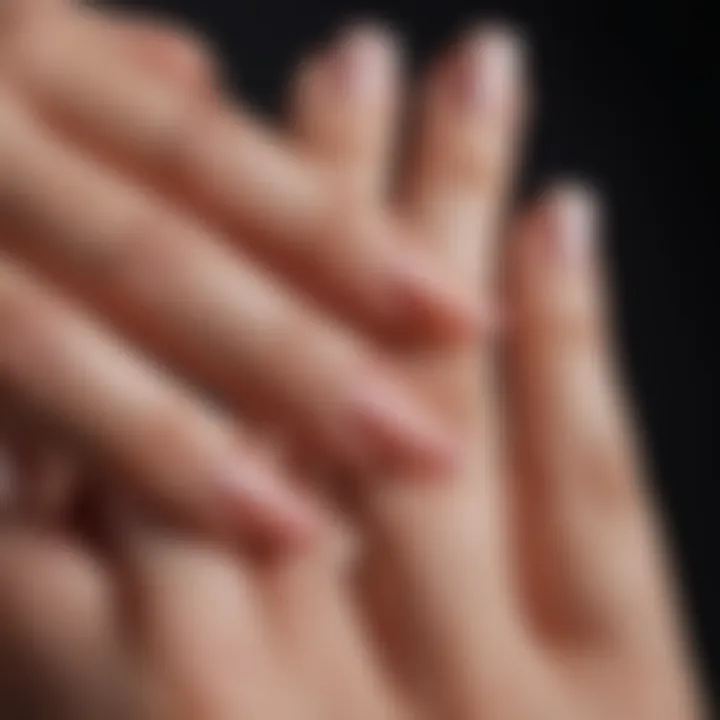 A close-up of a flawless acrylic nail application illustrating a professional technique.