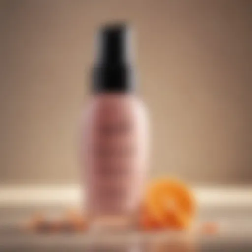 Close-up view of a collagen lotion bottle with ingredients