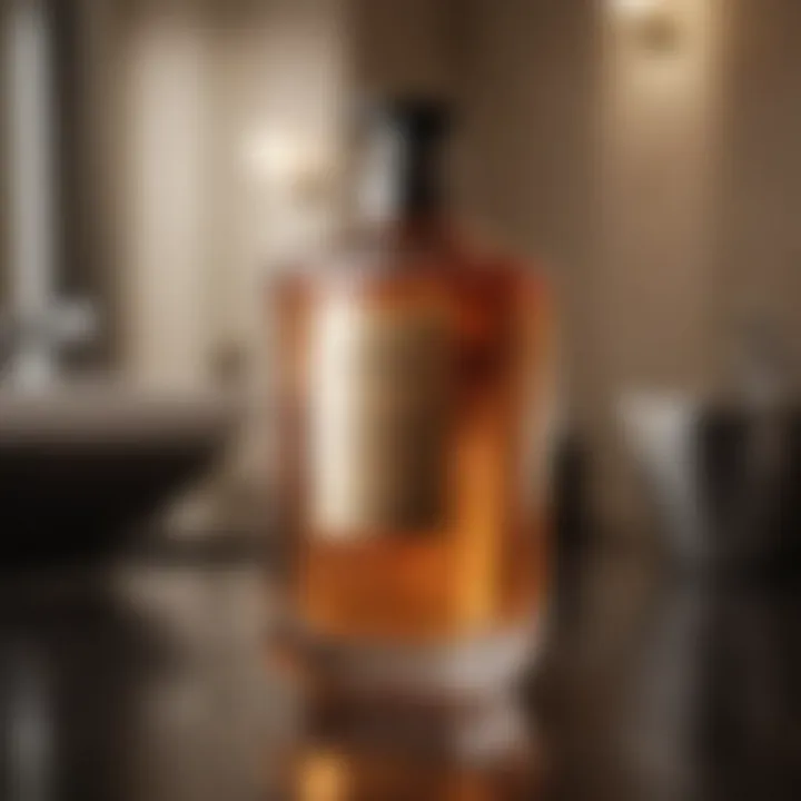 A luxurious shampoo bottle displayed elegantly