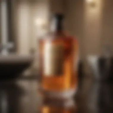 The Essence of Luxury in Hair Care A luxurious shampoo bottle displayed elegantly