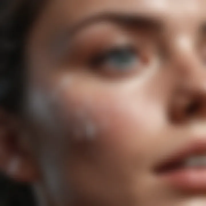 Close-up of skin texture showcasing hydration