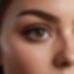Close-up of bottom lashes with mascara applied, showcasing volume and definition