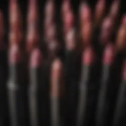 Variety of Nyx lip liners arranged aesthetically