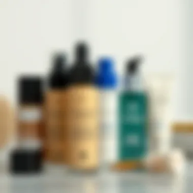 Foundation Formulation and Skin Compatibility Different liquid foundations arranged next to skincare products.