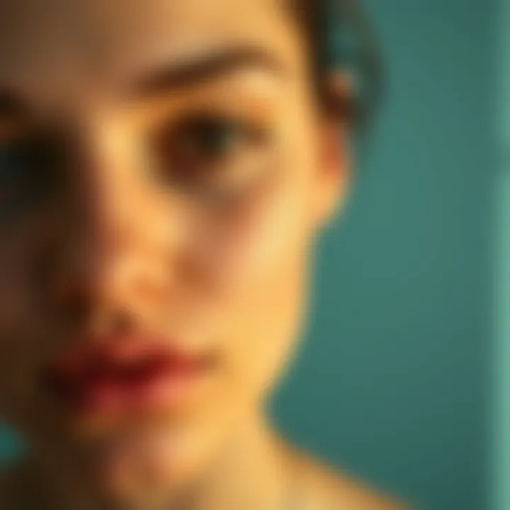 Close-up of glowing skin after using vitamin C serum