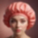 A luxurious satin shower cap showcasing its elegant design and vibrant color.