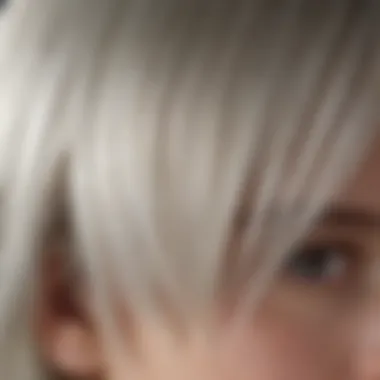 A close-up of platinum hair with a glossy finish