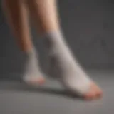 A close-up of specialized foot socks designed for cracked heels, showcasing their unique texture and material.