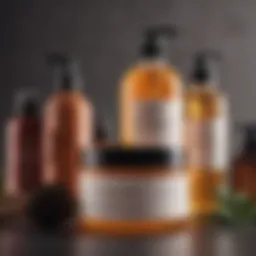 A collection of premium natural hair care products displayed elegantly.
