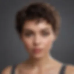 Woman with short curly hair framing her round face