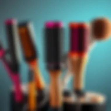 Colorful array of heated round brushes for different hair types
