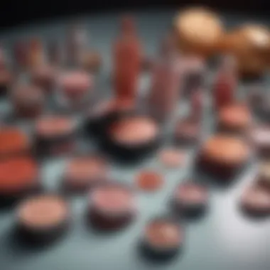 Artistic Flat Lay of Huda Beauty Products An artistic flat lay of Huda Beauty products highlighting their innovative packaging.