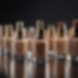 A variety of foundation shades arranged elegantly on a vanity table