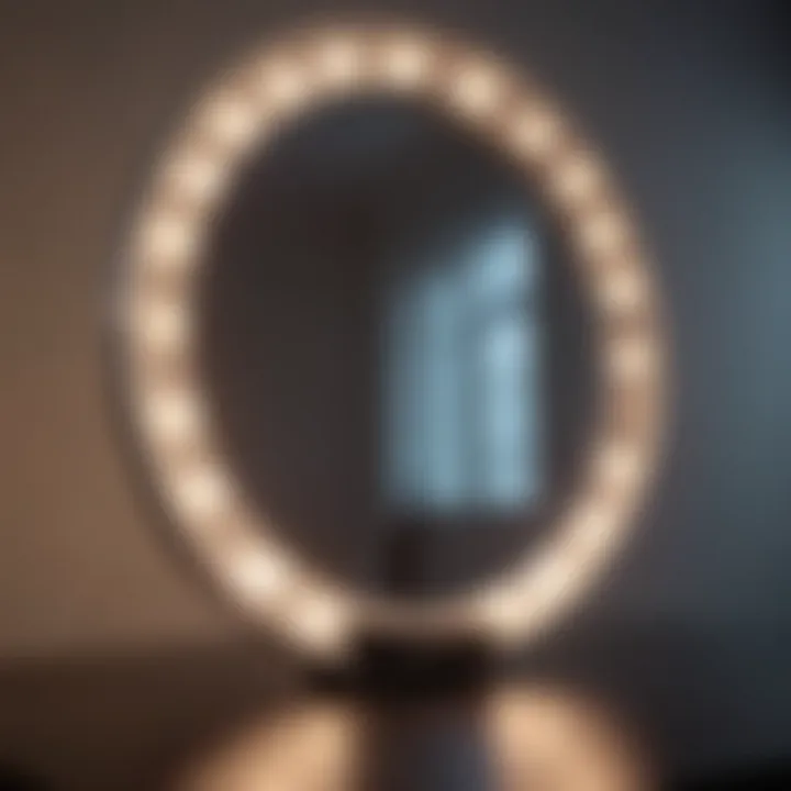 Close-up of innovative backlighting technology on a mirror