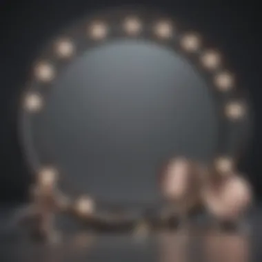 Different styles of light makeup mirrors arranged aesthetically