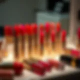 An array of vibrant lip tint shades displayed on a vanity
