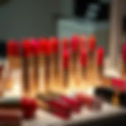 An array of vibrant lip tint shades displayed on a vanity