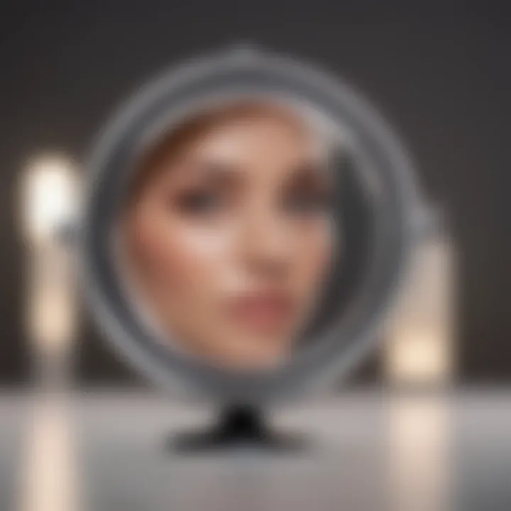 Illustration showing the magnification levels of a light makeup mirror