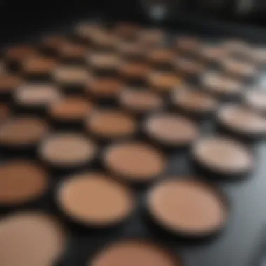 Close-up of a concealer palette showcasing various shades