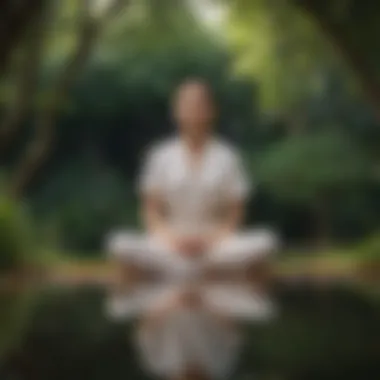 Person meditating in a peaceful garden setting