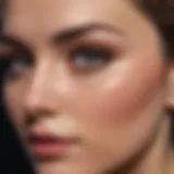 Close-up of lush, natural-looking false eyelashes on a model.