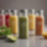 Variety of low-carb salad dressings in elegant glass jars