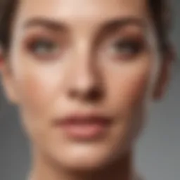 A close-up of a mature woman's face showcasing radiant skin with foundation applied.