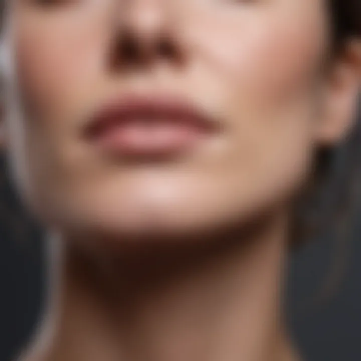 Close-up of person doing chin tucks for neck muscles