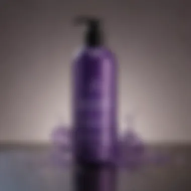 Ingredients of a non-toxic purple shampoo displayed elegantly