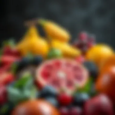 Colorful array of fruits rich in vitamins for hair vitality