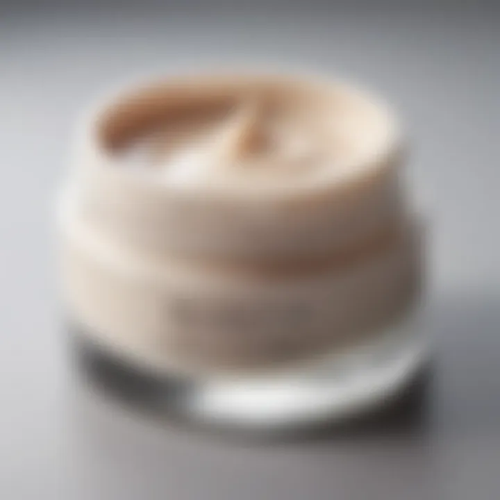 Close-up of a nourishing stretch mark cream jar with a rich texture