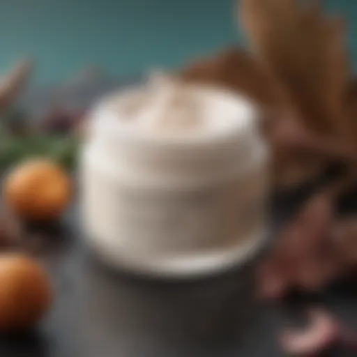 A luxurious cream jar surrounded by natural ingredients