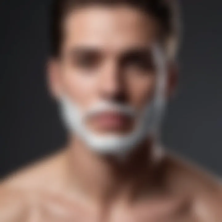 Showcase of various shaving creams and gels suitable for sensitive areas