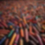 A close-up of colorful pencil eyeshadow crayons arranged aesthetically.