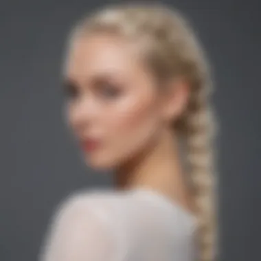 Woman with platinum blonde hair styled in elegant braid