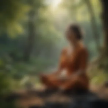 Person meditating in nature