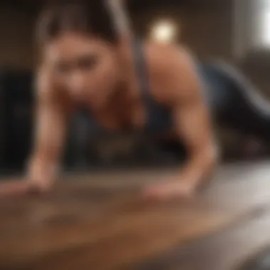 Core-Strengthening Plank Exercise Plank exercise to strengthen core and reduce lower stomach fat