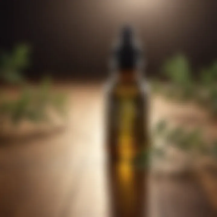 Bottle of pure tea tree oil with dropper on wooden surface