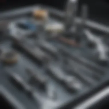 Surgical Tools for Ear Repair Surgical tools arranged on a sterile tray ready for ear repair