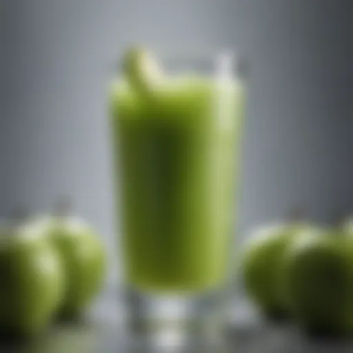 Fresh green apple juice in a glass