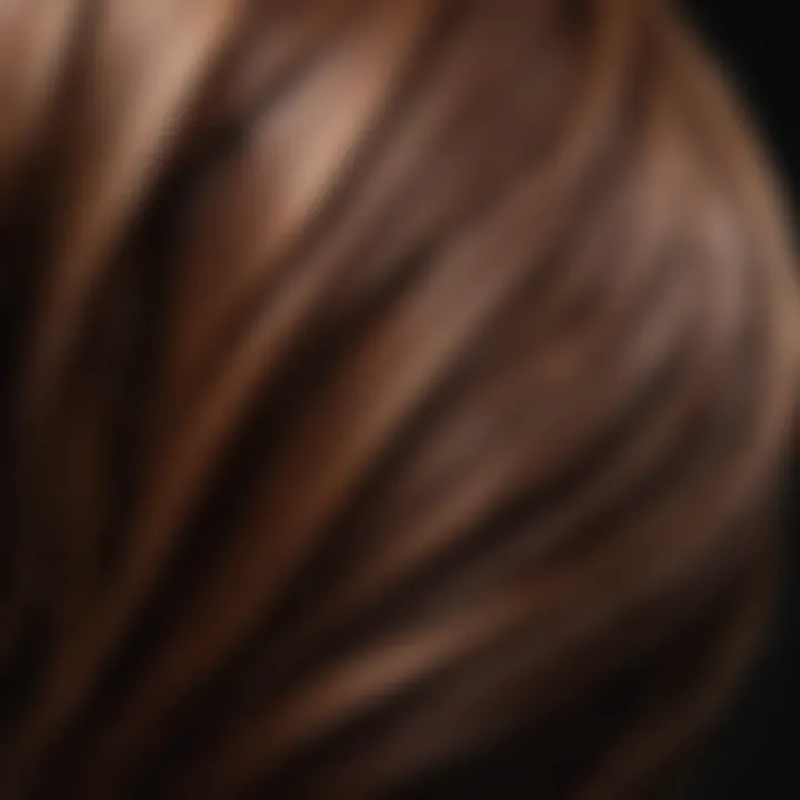 Close-up of hair strands showing the rich hue of temporary brown dye applied.