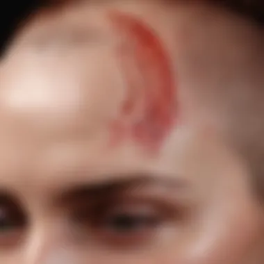 Psoriasis Manifestation on the Scalp Illustration of a scalp with red, scaly patches
